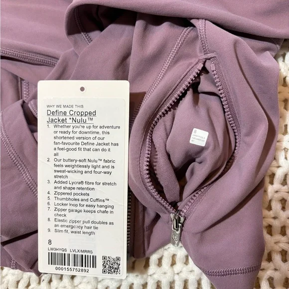 lululemon define cropped jacket nulu lavender lux - Picture 7 of 7
